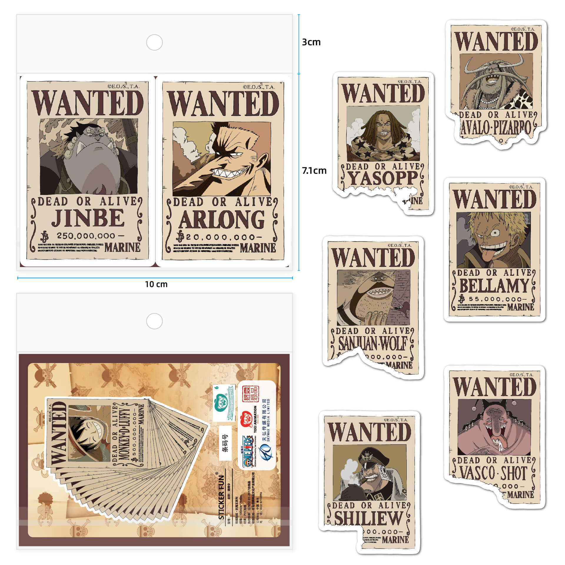 One Piece Characters Wanted Posters Anime Stickers - FIHEROE.