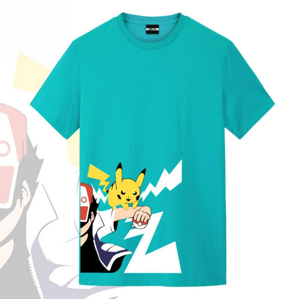 Camiseta con gráficos de anime de Pikachu, Ash Ketchum y Pokémon