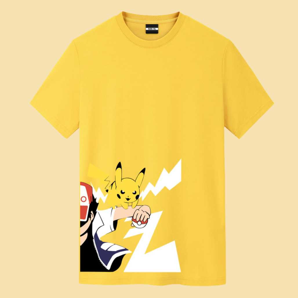 Camiseta con gráficos de anime de Pikachu, Ash Ketchum y Pokémon