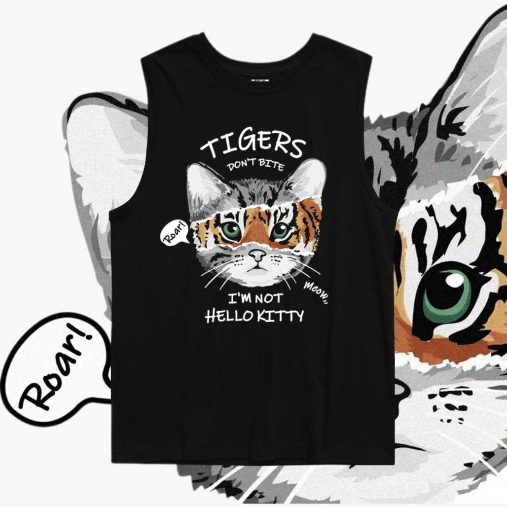 Camiseta con gráficos de animales de anime "Los tigres no muerden"