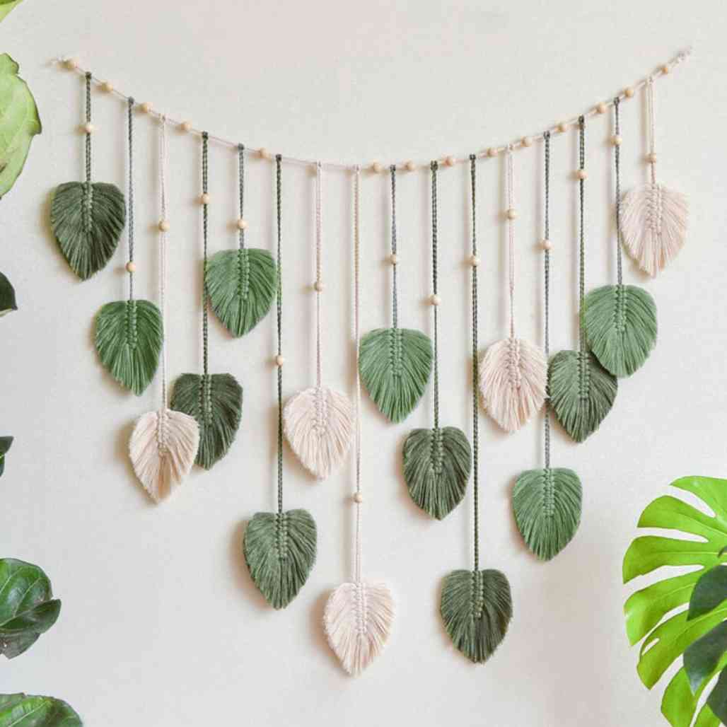 Fairycore Boho FiberArt Heart Shaped Leaf Garland