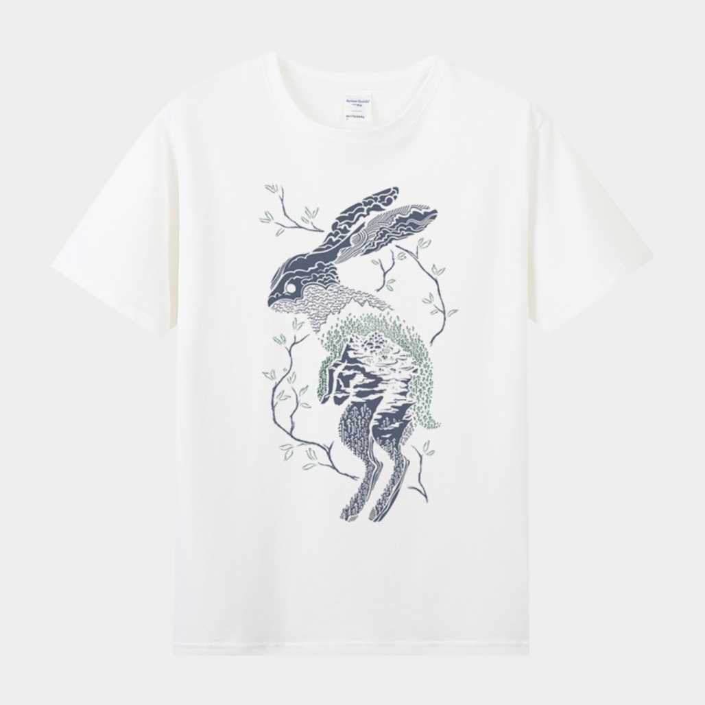 Linda camiseta gráfica de animales de anime de conejos y liebres