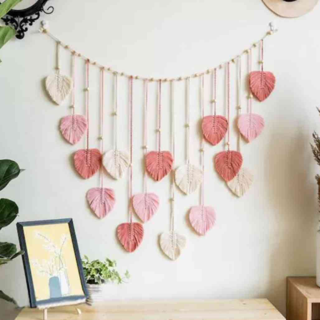 Fairycore Boho FiberArt Heart Shaped Leaf Garland