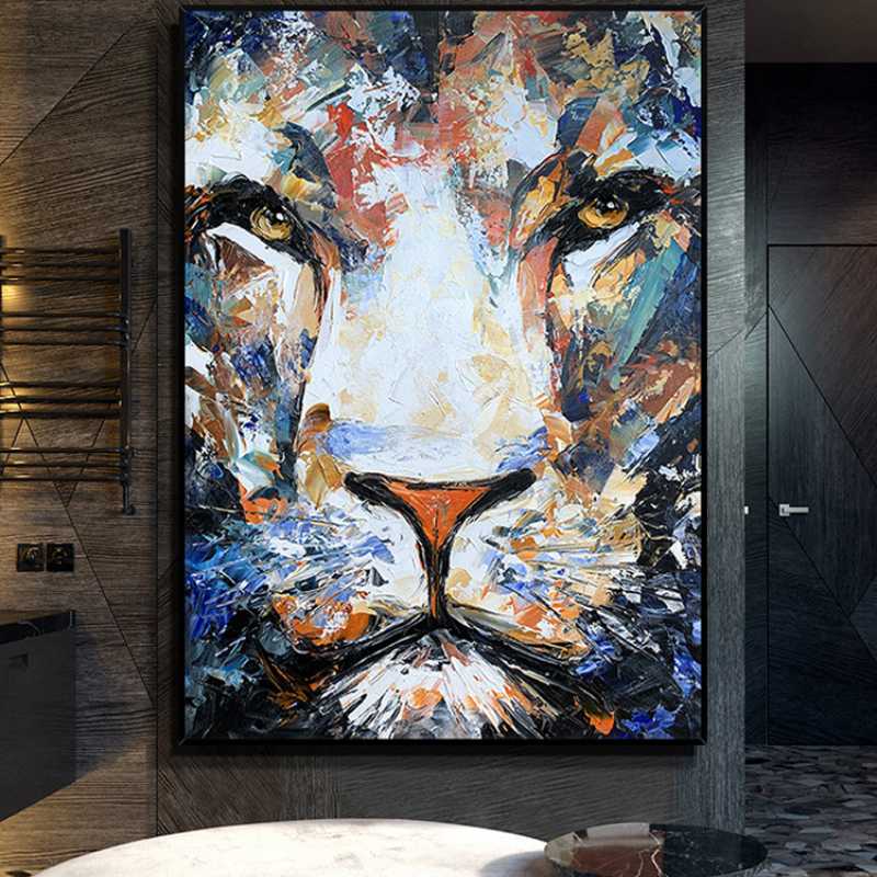 Animal Totem Lion Art Canvas Painting Wall Decor - FIHEROE.