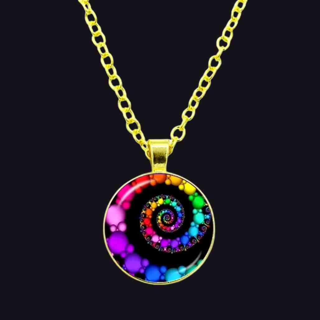 Uzumaki Inspired Glass Cabachon Spiral Necklace