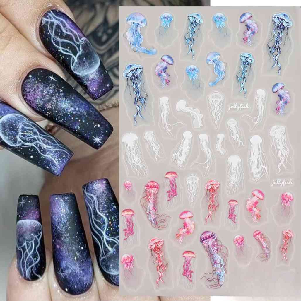 Jellyfish Ocean Creatures Nail Stickers