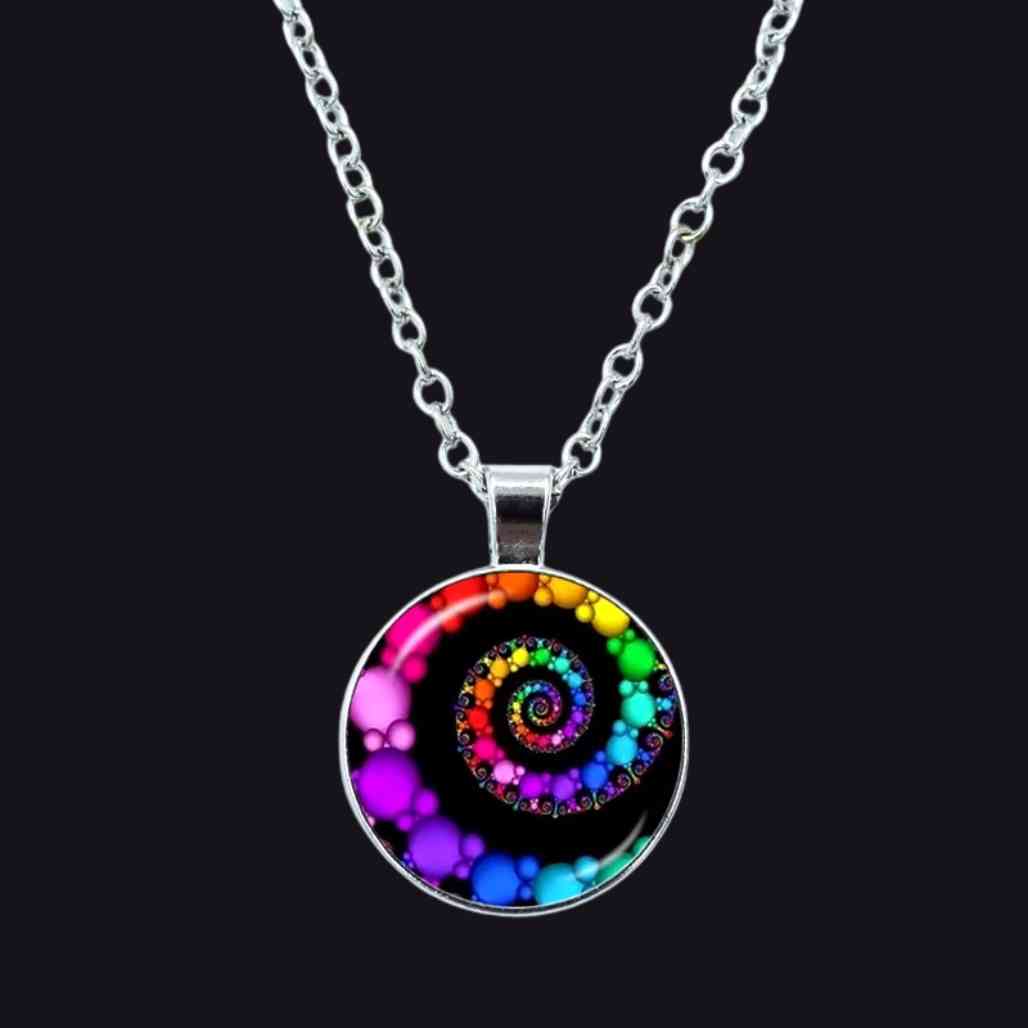 Uzumaki Inspired Glass Cabachon Spiral Necklace