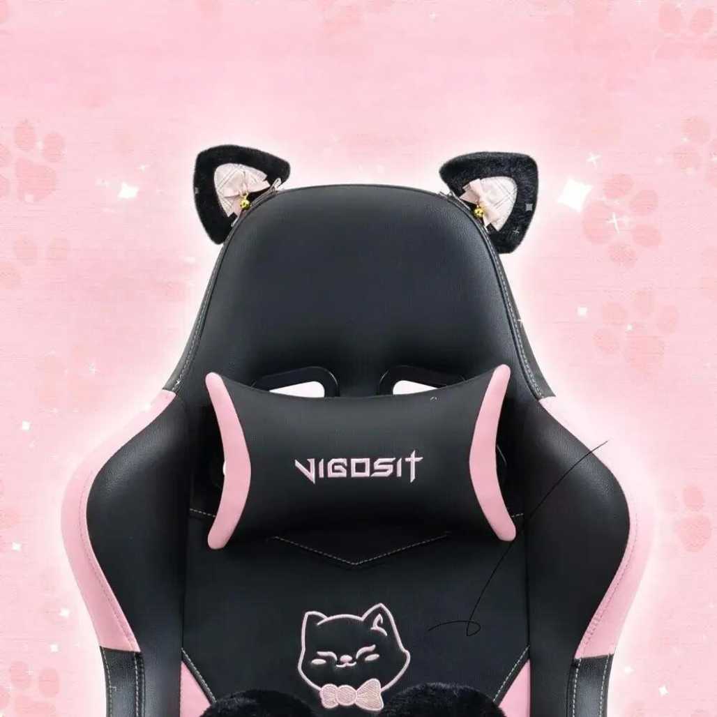 Bonitas sillas de juego de anime con forma de pata de gato rosa