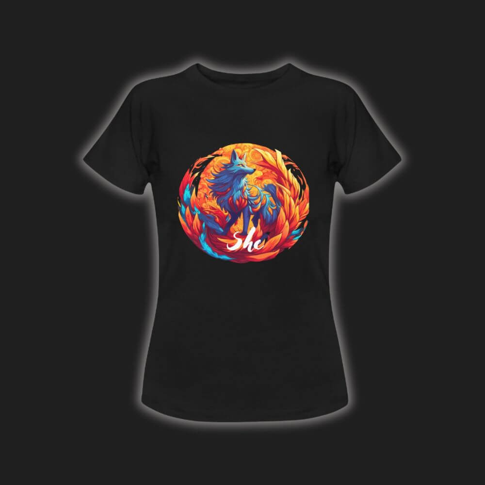 She Spirit Fox Ladies Graphic Anime Tee Shirt - FIHEROE.