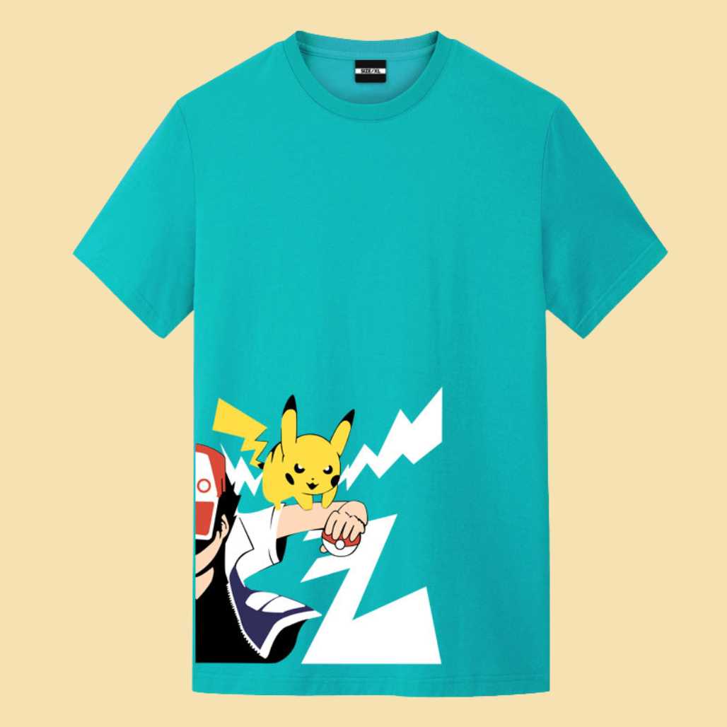 Camiseta con gráficos de anime de Pikachu, Ash Ketchum y Pokémon