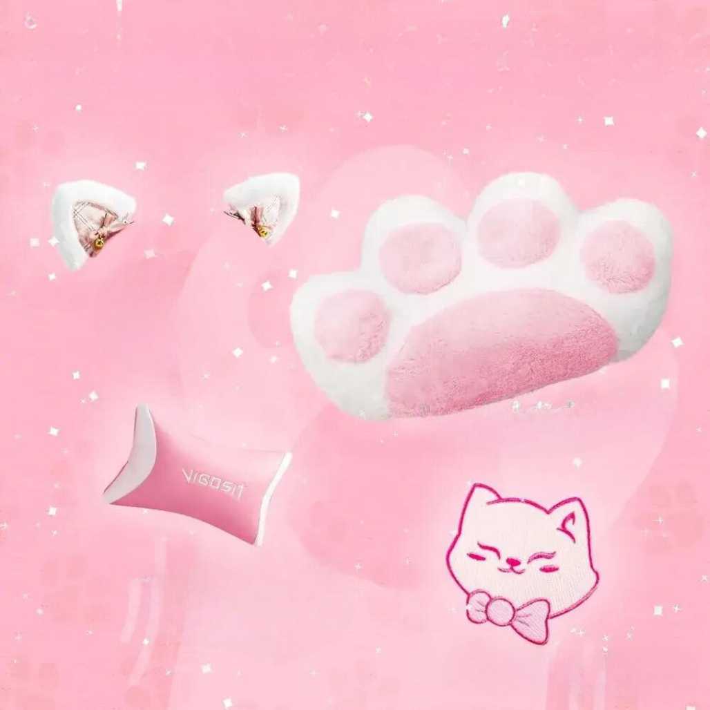 Bonitas sillas de juego de anime con forma de pata de gato rosa