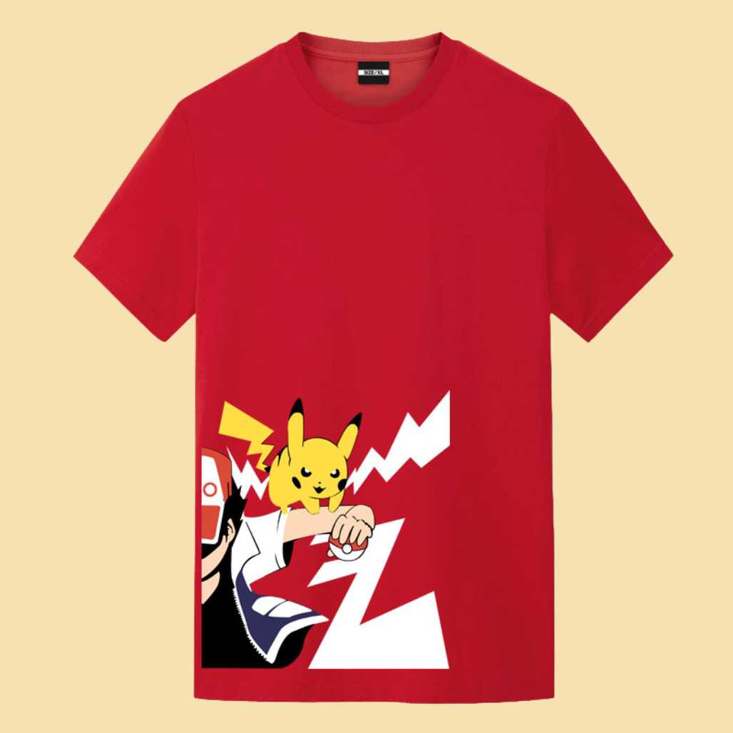 Camiseta con gráficos de anime de Pikachu, Ash Ketchum y Pokémon