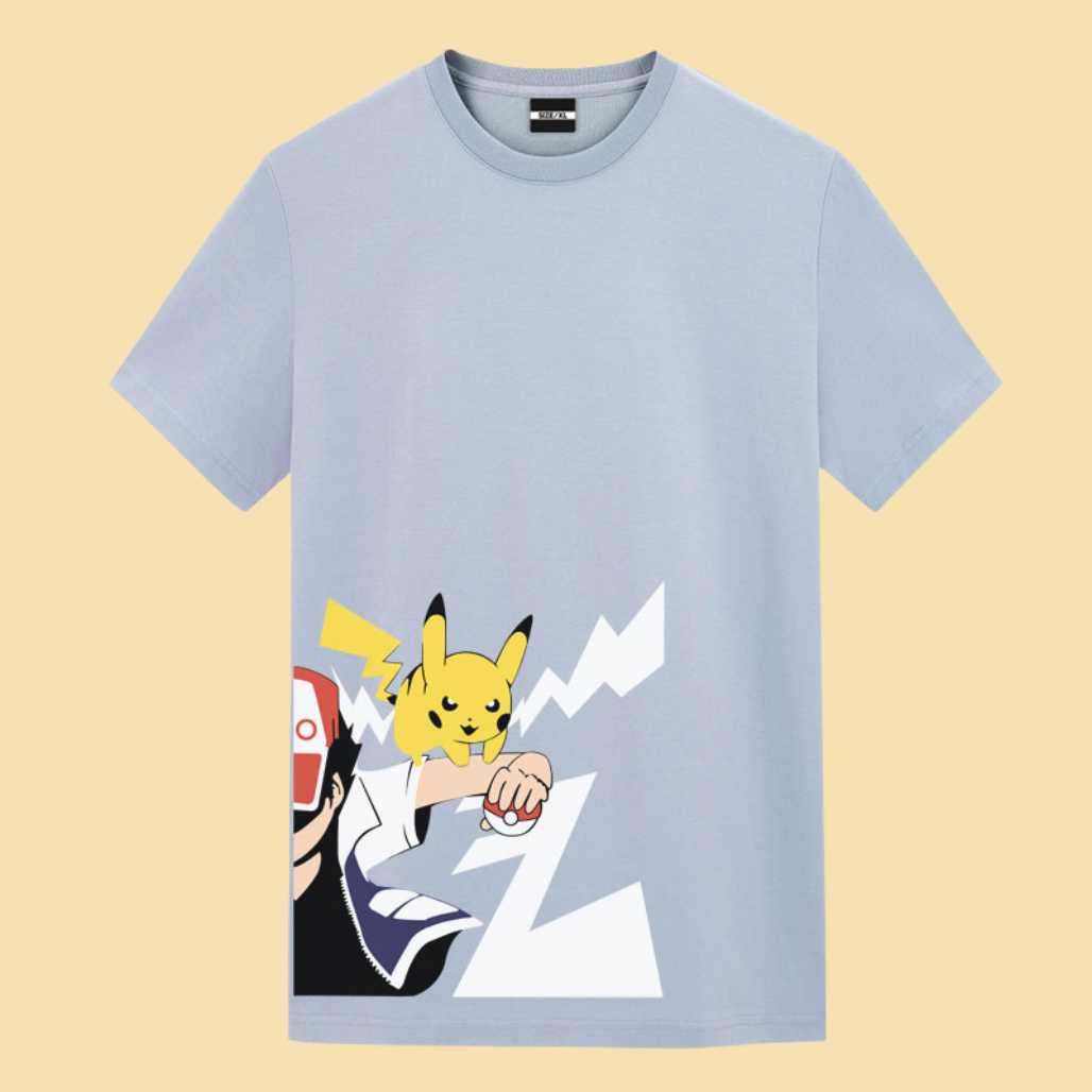 Camiseta con gráficos de anime de Pikachu, Ash Ketchum y Pokémon