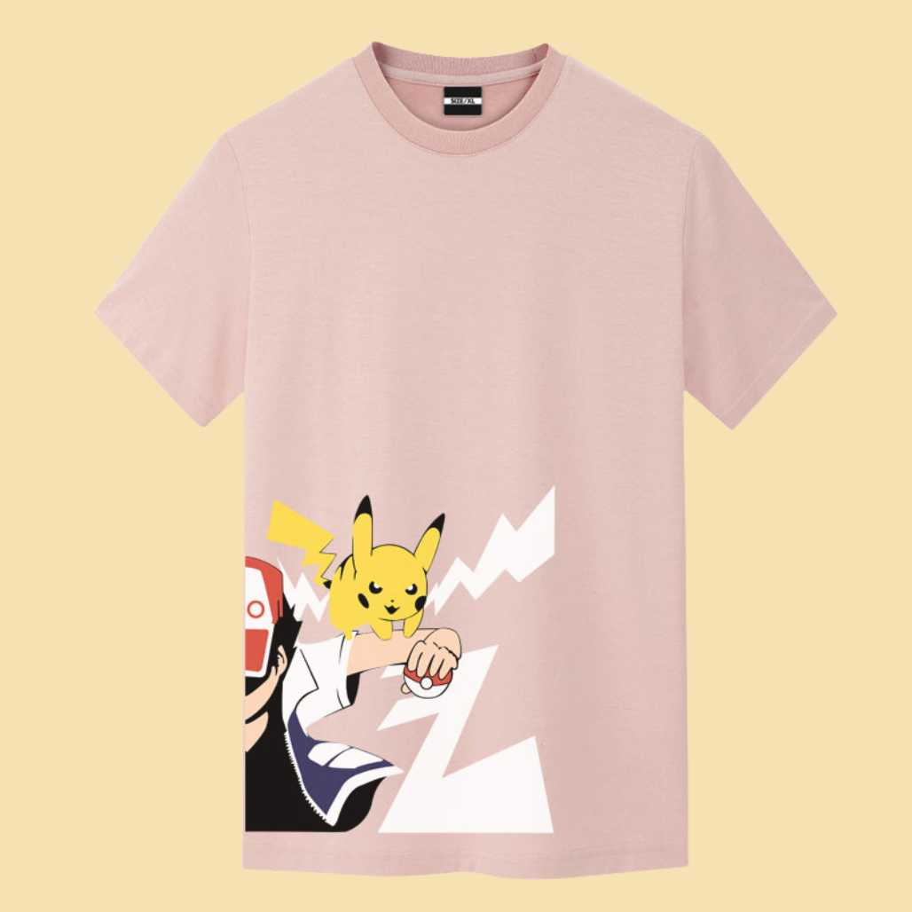 Camiseta con gráficos de anime de Pikachu, Ash Ketchum y Pokémon