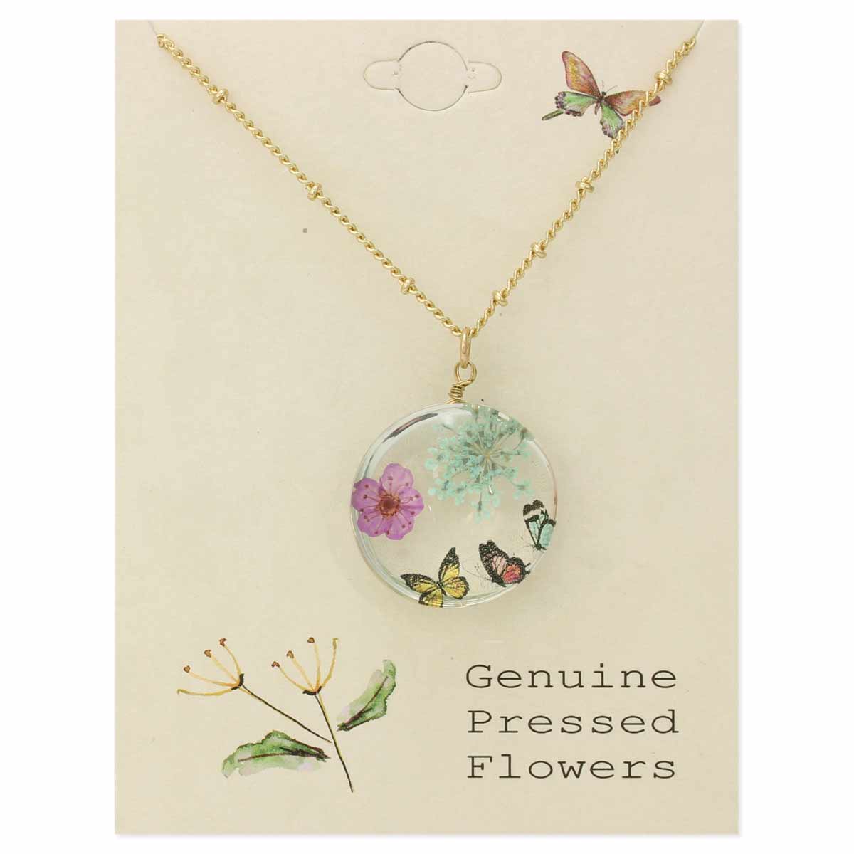 Plant Totem Butterfly Dried Flower Necklace