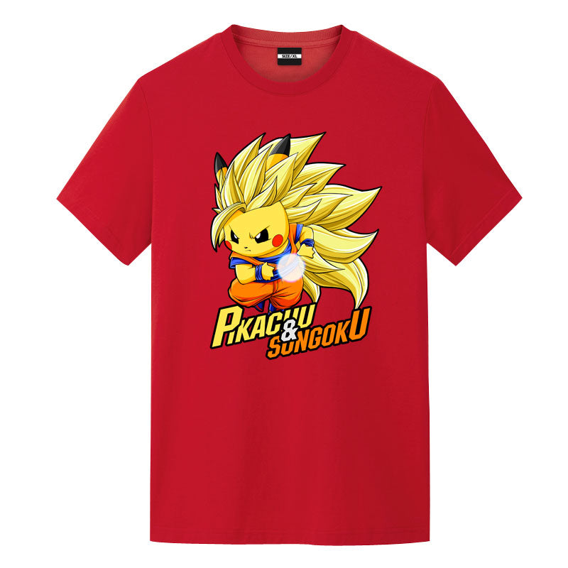 Super Saiyan Son Goku Pikachu Anime Graphic Tee - FIHEROE.