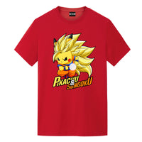 Thumbnail for Super Saiyan Son Goku Pikachu Anime Graphic Tee - FIHEROE.