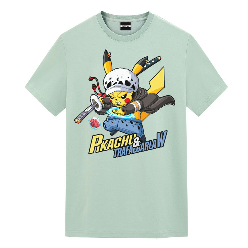 Pikachu Trafalgar Law Anime Graphic Tee - FIHEROE.