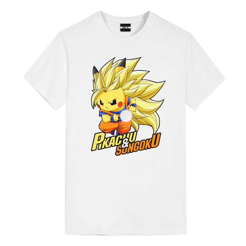 Super Saiyan Son Goku Pikachu Anime Graphic Tee - FIHEROE.