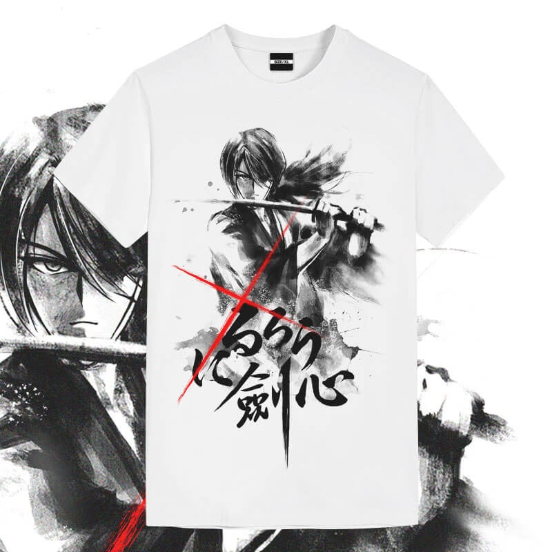 Black & White Student Swordsman Anime Graphic Tee - FIHEROE.