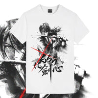 Thumbnail for Black & White Student Swordsman Anime Graphic Tee - FIHEROE.