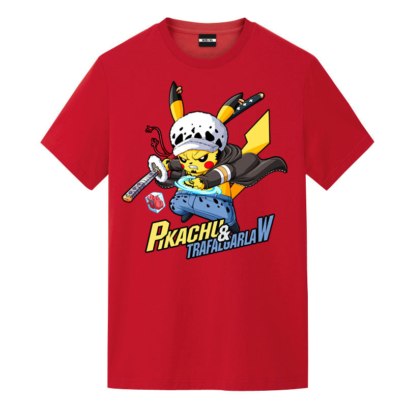 Pikachu Trafalgar Law Anime Graphic Tee - FIHEROE.