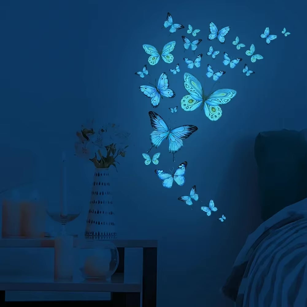 Pegatinas de pared de anime con lindas mariposas brillantes