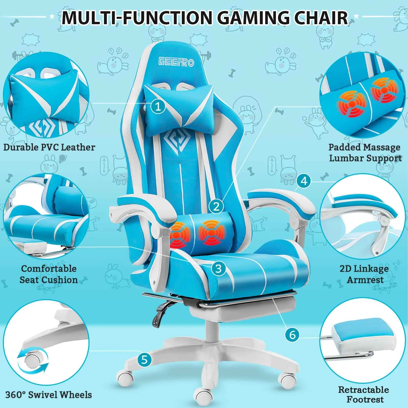 Remote LED RGB Light Up Anime Gaming Chair