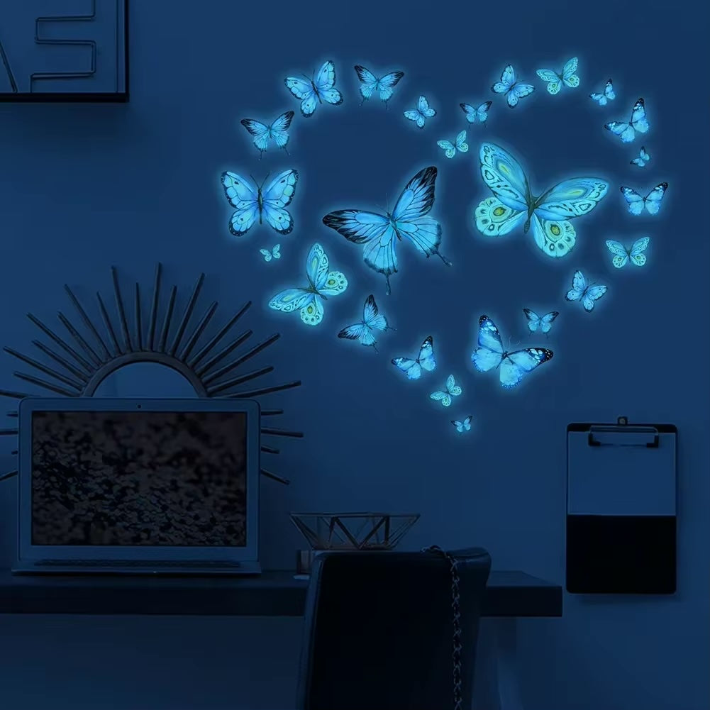 Pegatinas de pared de anime con lindas mariposas brillantes