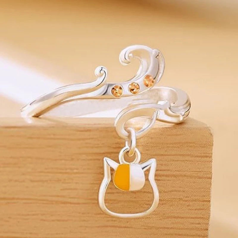 Natsume's Book of Friends Merch Silver Cat Ring