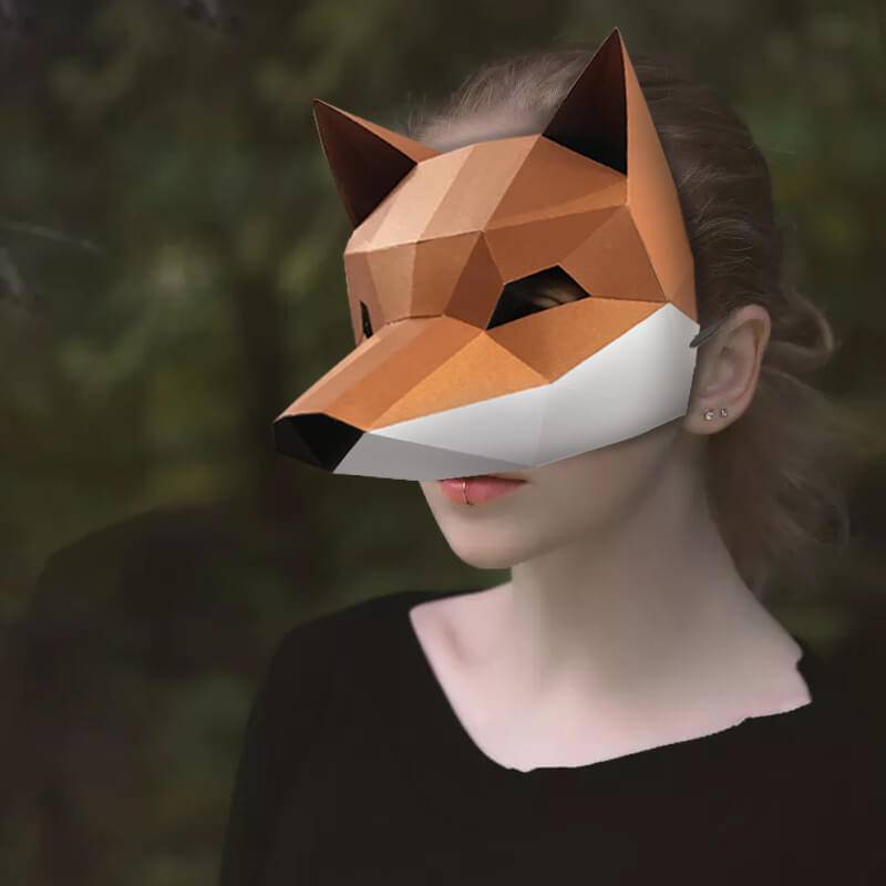 Fox 3D Half Face Origami Anime Mask - FIHEROE.