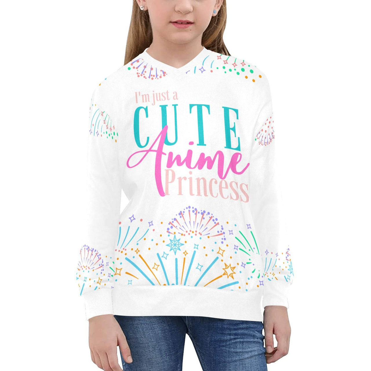Girls Cute Anime Princess V-Neck Pullover Sweater - FIHEROE.