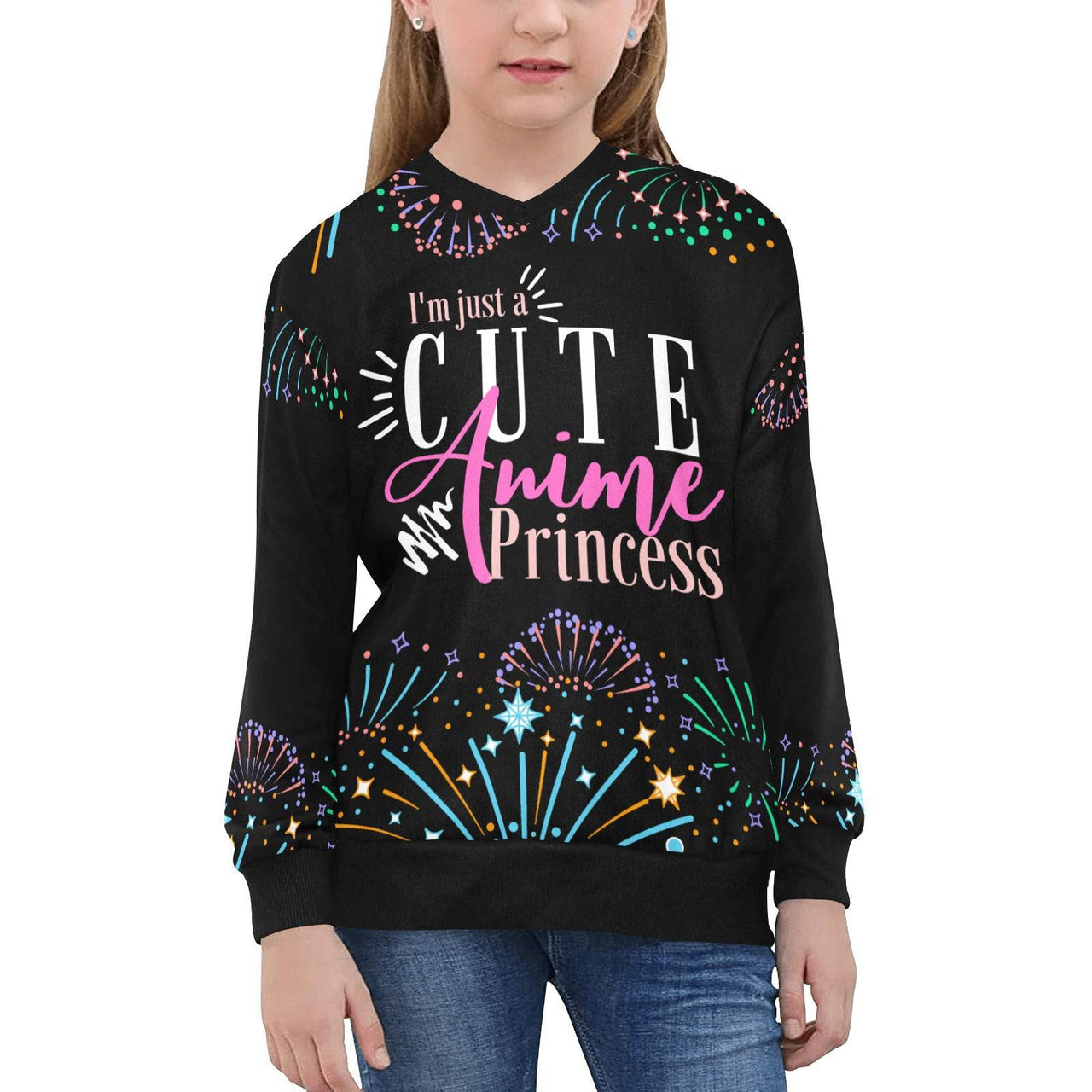 Girls Cute Anime Princess V-Neck Pullover Sweater - FIHEROE.