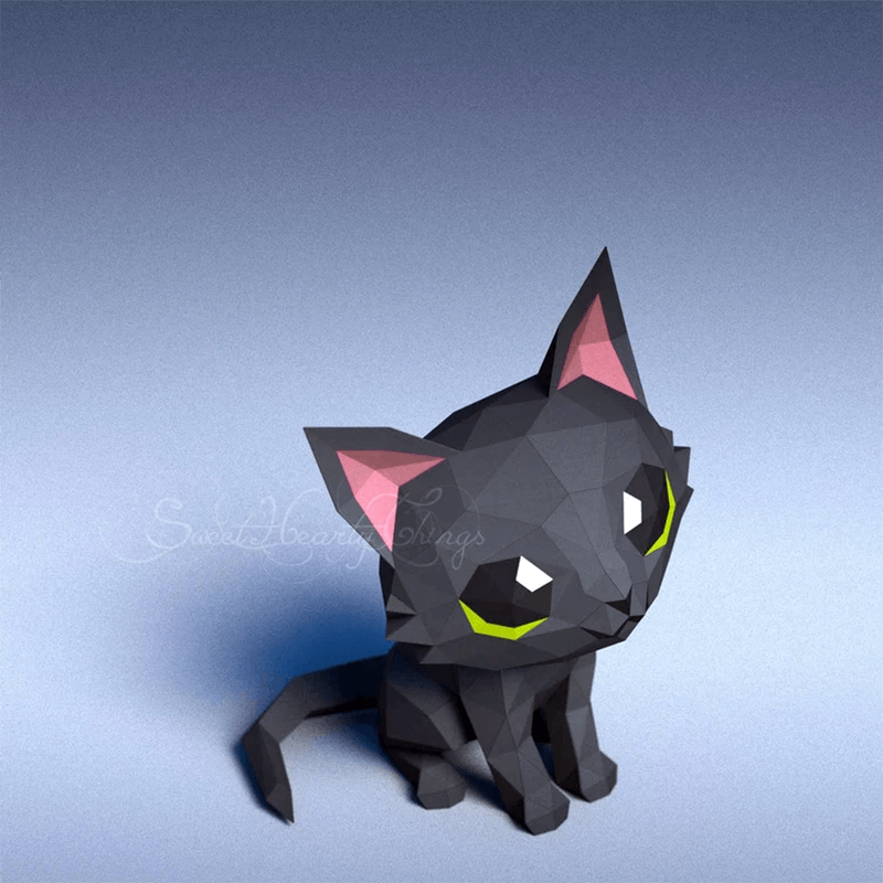 Cute Animal Paper Craft Black Cat Figure - FIHEROE.