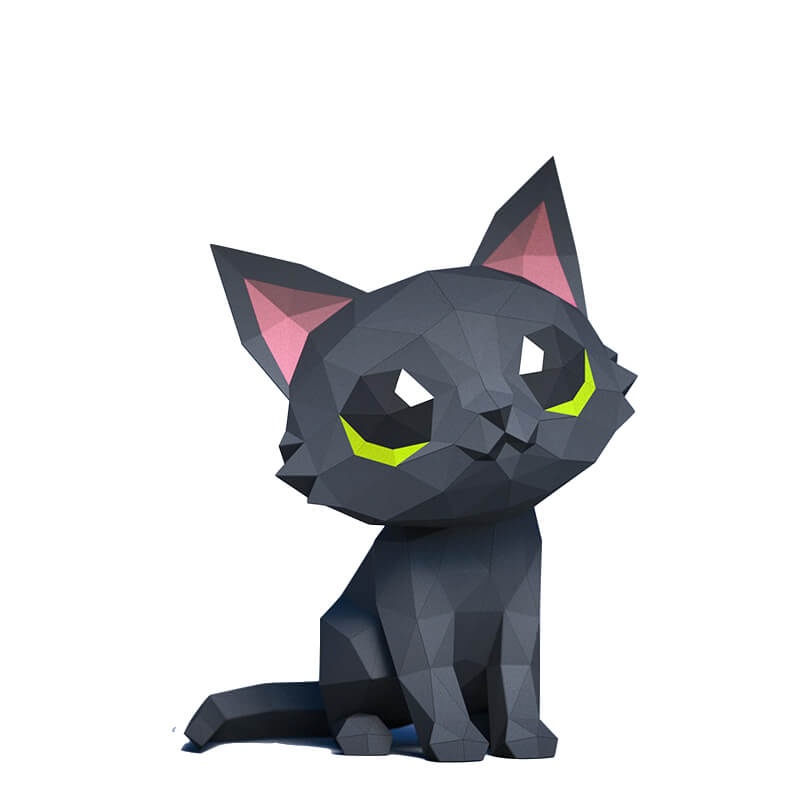 Cute Animal Paper Craft Black Cat Figure - FIHEROE.