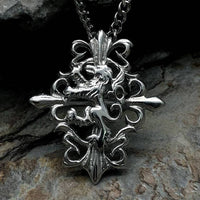 Thumbnail for Knights Lion Cross Totem Steel Pendant Necklace - FIHEROE.