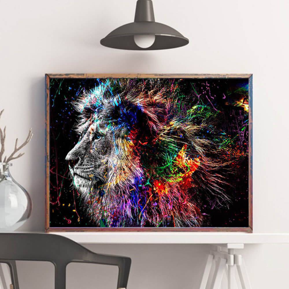 Lion Colors DIY Totem Animal Diamond Dot Painting - FIHEROE.