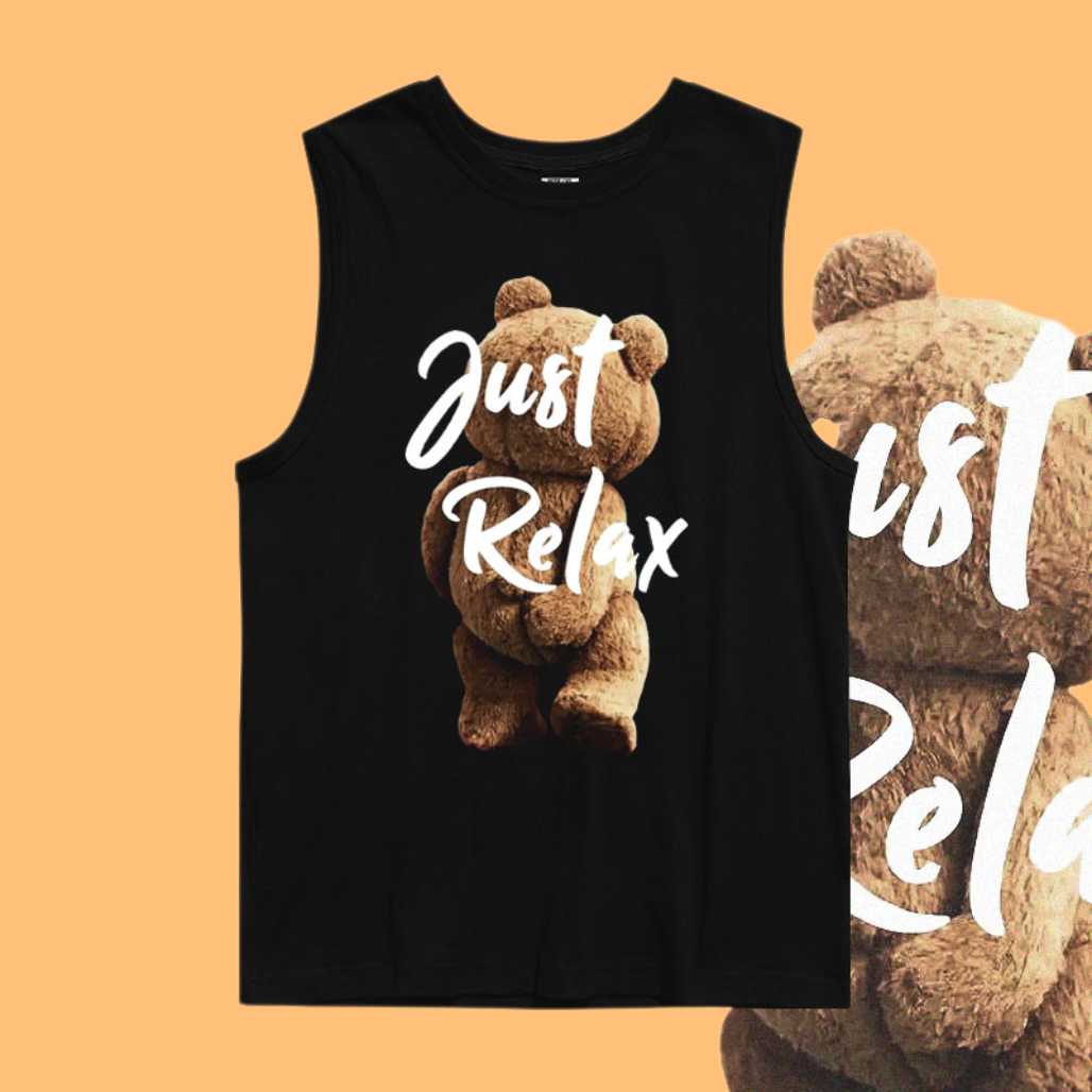 Camiseta con gráfico de animales de anime de osito de peluche Just Relax