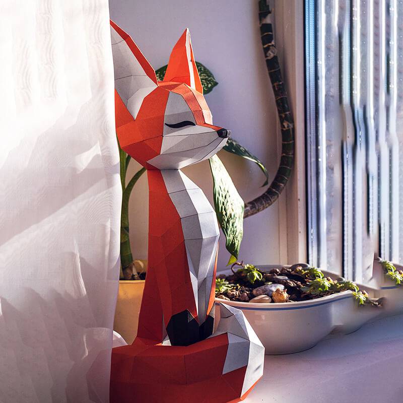The Proud Fox Animal Paper Craft Home Decor | FIHEROE.