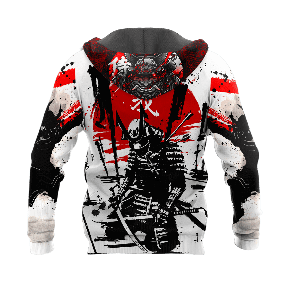 Oni Mask Full Moon 3D Print Samurai Hoodie