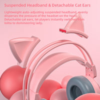 Thumbnail for Anime Cat Ears Paw Print Wired Gaming Headphones - FIHEROE.