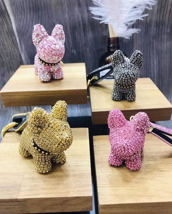 Cute Iced Out Dog Car Accessories Keychains - FIHEROE.