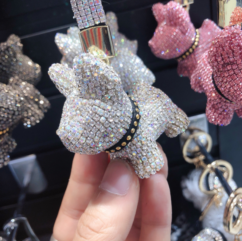 Cute Iced Out Dog Car Accessories Keychains - FIHEROE.