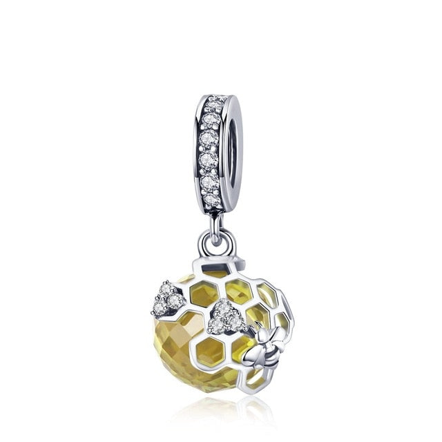 Honeycomb Hideout Bee Jewelry Silver Beads - FIHEROE.