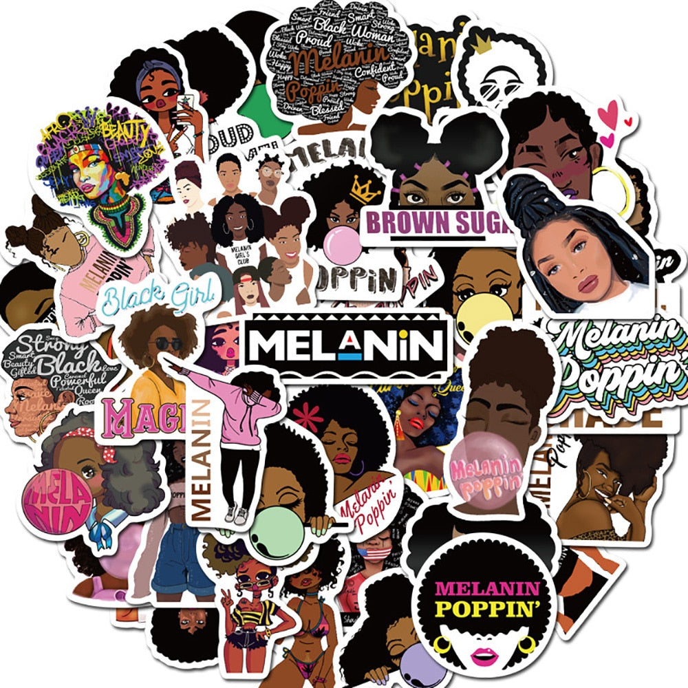 BLM Melanin Poppin Anime Stickers - FIHEROE.